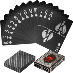 Karty pokerowe plastikowe - czarne / srebrne obraz