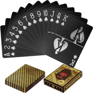 Karty pokerowe plastikowe - czarne / złote obraz