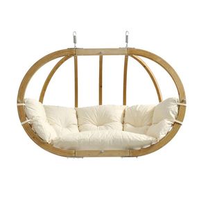 Fotel hamakowy dwuosobowy drewniany, ecru Globo Royal Chair natura obraz