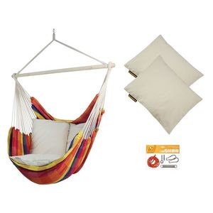 Fotel hamakowy z poduszkami i zestawem montażowym, żólto-czerwony Bench De Luxe + 2 x HP-209 + F3 obraz