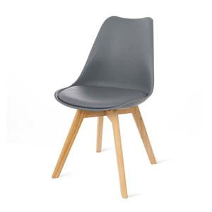 Zestaw 2 szarych krzeseł z bukowymi nogami Bonami Essentials Retro obraz