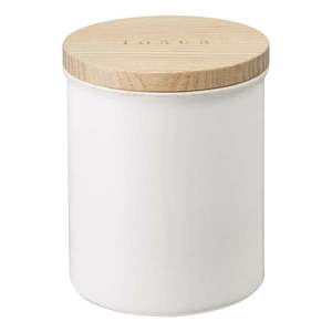 Biały pojemnik z pokrywką bambusową YAMAZAKI Tosca obraz