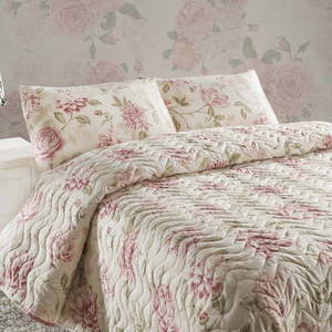 Zestaw pikowanej narzuty na łóżko i 2 poszewek na poduszki Eponj Home Care Pink, 240x220 cm obraz