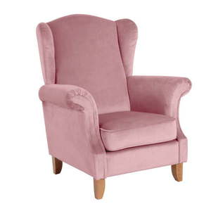 Różowy aksamitny fotel Max Winzer Verita Velvet obraz