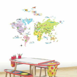 Zestaw naklejek ściennych Ambiance World Map for Children obraz