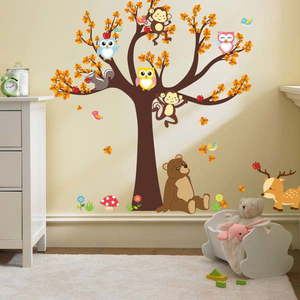 Dziecięca Naklejka Ambiance Tree with Animals obraz
