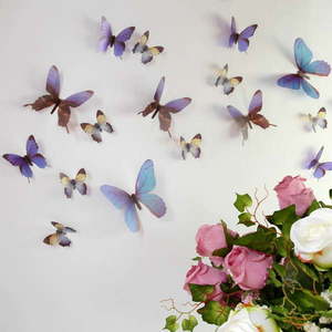 Zestaw 18 niebieskich adhezyjnych naklejek 3D Ambiance Butterflies obraz