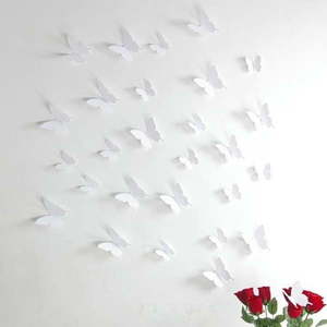 Zestaw 12 białych naklejek 3D Ambiance Butterflies obraz
