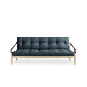 Sofa rozkładana z niebieskim obiciem Karup Design Natural/Petrol Blue obraz