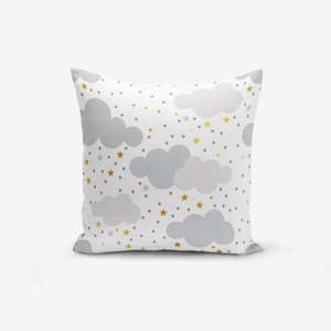 Poszewka na poduszkę z domieszką bawełny Minimalist Cushion Covers Grey Clouds With Points Stars, 45x45 cm obraz
