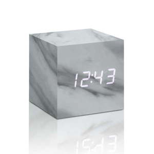 Budzik z dekorem marmuru z białym wyświetlaczem LED Gingko Cube Clic Clock obraz