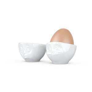 Komplet 2 białych porcelanowych nadąsanych kieliszków do jajek 58products Oh Please, 100 ml obraz
