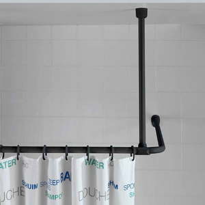 Czarny uchwyt sufitowy na drążek do zasłony prysznicowej Wenko, 57 cm obraz