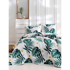 Zestaw bawełnianej narzuty na łóżko i 2 poszewek na poduszki Masso Jungle, 200x220 cm obraz