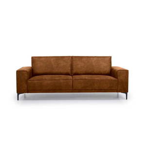Koniakowa sofa z imitacji skóry 224 cm Copenhagen – Scandic obraz