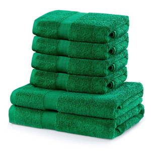 Zestaw 6 zielonych bawełnianych ręczników DecoKing Marina obraz
