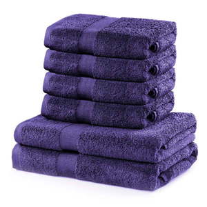 Zestaw 6 fioletowych bawełnianych ręczników DecoKing Marina obraz