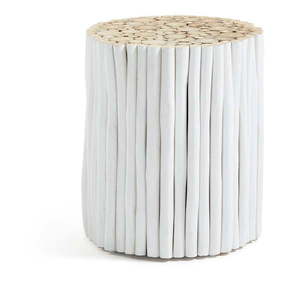 Biały stolik z drewna tekowego Kave Home Filippo, ⌀ 35 cm obraz