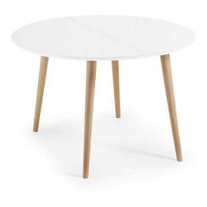 Biały rozkładany stół z białym blatem ø 120 cm Oqui – Kave Home obraz