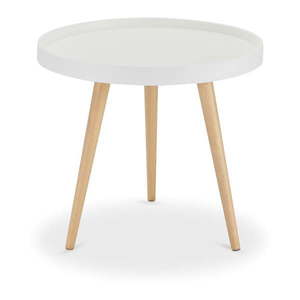 Biały stolik z nogami z drewna bukowego Furnhouse Opus, Ø 50 cm obraz
