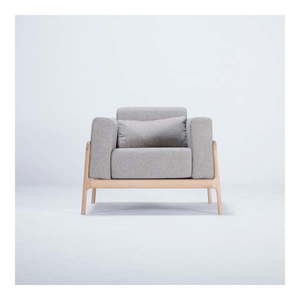 Fotel z konstrukcją z drewna dębowego z szarą tekstylną poduszką Gazzda Fawn obraz