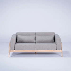 Szara sofa z konstrukcją z litego drewna dębowego Gazzda Fawn, 180 cm obraz
