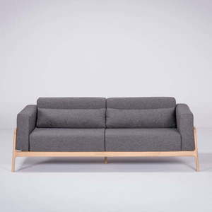 Ciemnoszara sofa z konstrukcją z litego drewna dębowego Gazzda Fawn, 210 cm obraz