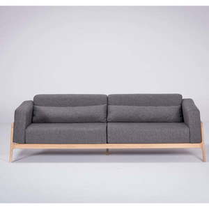 Ciemnoszara sofa z konstrukcją z drewna dębowego Gazzda Fawn, 240 cm obraz