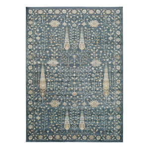 Niebieski dywan z wiskozy Universal Vintage Flowers, 140x200 cm obraz