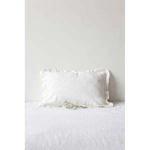 Biała lniana poszewka na poduszkę z falbanką Linen Tales, 50x60 cm obraz