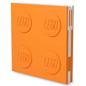 Pomarańczowy kwadratowy notatnik z długopisem żelowym LEGO®, 15, 9x15, 9 cm obraz