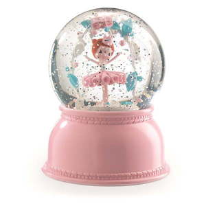 Rożowa lampka nocna w formie kuli śnieżnej Djeco Lila obraz