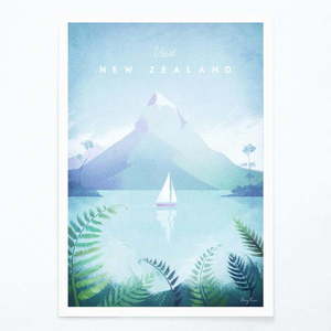 Plakat Travelposter New Zealand, 30 x 40 cm obraz