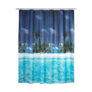 Niebieska zasłona prysznicowa Wenko Dreamy Beach, 180x200 cm obraz