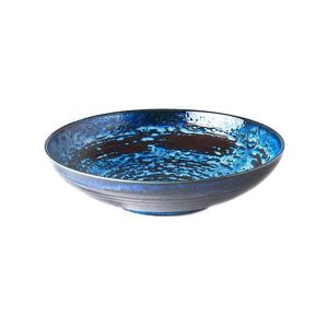 Niebieska ceramiczna miska do serwowania MIJ Copper Swirl, ø 28 cm obraz