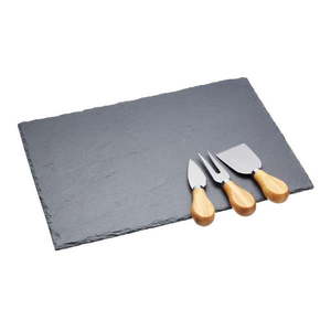 Zestaw noży do sera i łupkowej deski do krojenia Kitchen Craft, 35x25 cm obraz