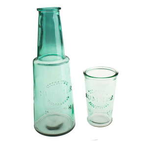 Zielona szklana karafka ze szklanką, 800 ml obraz