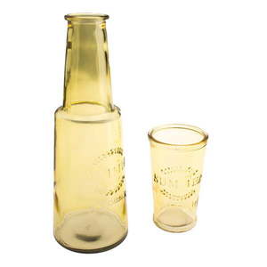 Żółta szklana karafka ze szklanką, 800 ml obraz