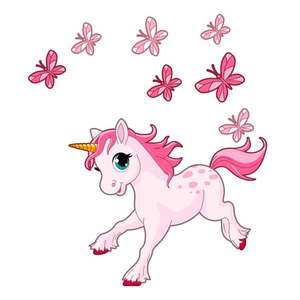 Zestaw naklejek dziecięcych Ambiance Pink Unicorn and Papillons obraz