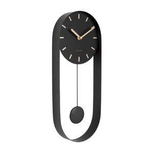 Czarny wahadłowy zegar ścienny Karlsson Charm obraz