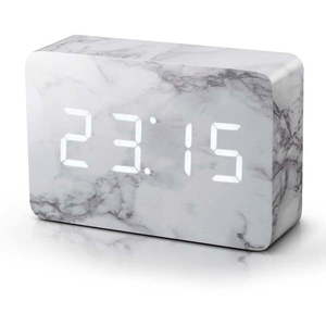 Budzik z dekorem marmuru z białym wyświetlaczem LED Gingko Brick Marble Click Clock obraz