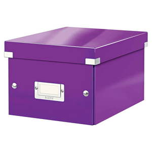 Fioletowy kartonowy pojemnik z pokrywką 22x28x16 cm Click&Store – Leitz obraz