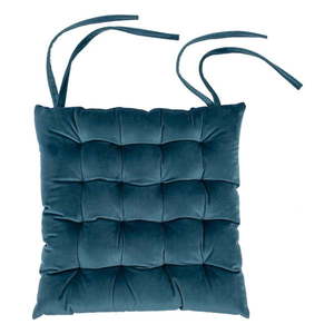 Niebieska aksamitna poduszka na krzesło Tiseco Home Studio, 37x37 cm obraz