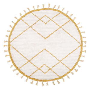 Biało-żółty dywan dziecięcy z bawełny wykonany ręcznie Nattiot Come, ø 120 cm obraz