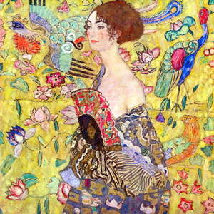 Reprodukcja obrazu Gustava Klimta – Lady With Fan, 70x70 cm obraz