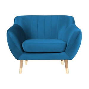 Niebieski aksamitny fotel Mazzini Sofas Benito obraz
