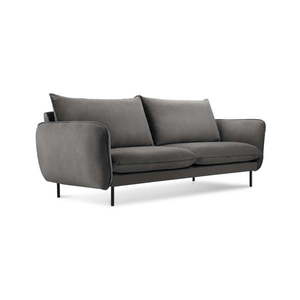 Ciemnoszara aksamitna sofa Cosmopolitan Design Vienna, 160 cm obraz