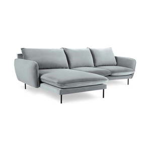 Jasnoszara narożna aksamitna sofa lewostronna Cosmopolitan Design Vienna obraz