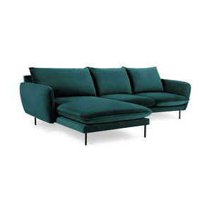 Ciemnozielona narożna aksamitna sofa lewostronna Cosmopolitan Design Vienna obraz