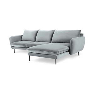 Jasnoszara narożna aksamitna sofa prawostronna Cosmopolitan Design Vienna obraz